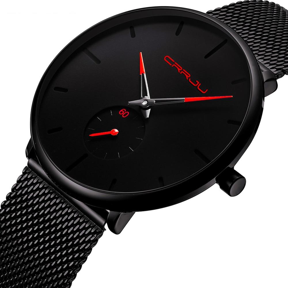 Black Carbon Men's Quartz Watch: Water Resistant, Stainless Steel Band ...