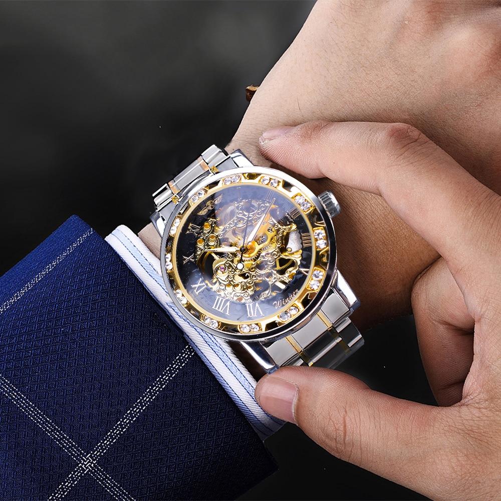 WINNER Official Mechanical Watches Top Brand Luxury Classic Skeleton Gold  Watch for Men Stainless Steel Strap Fashion Relogio - AliExpress